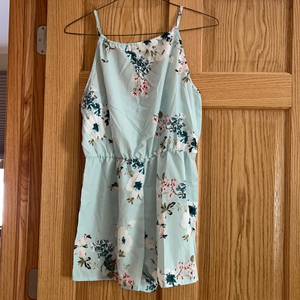 Turquoise flower romper